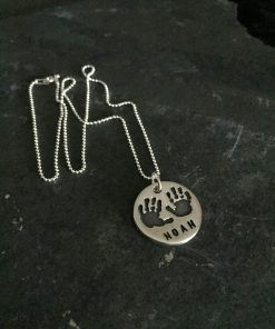 Baby Hand Prints in Silver Necklace