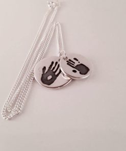 2 Stacked Circular Handprint Necklace