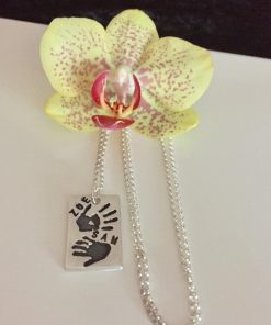 Sibling Handprints Rectangular Necklace