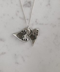 2 Stacked Heart Handprint Necklace