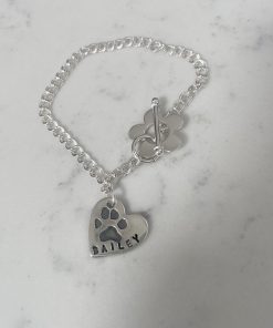 Paw Print Heart Charm Bracelet